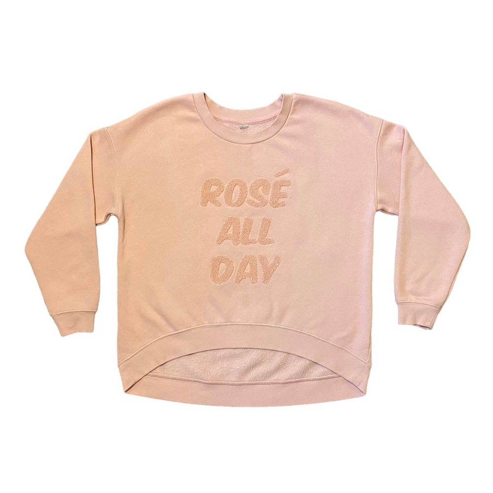 Rosé All Day High-Low Hem Crew Neck Sweatshirt